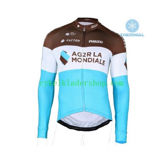 2018 AG2R La Mondiale Män Cykeltröja Vinter Thermal Fleece N002