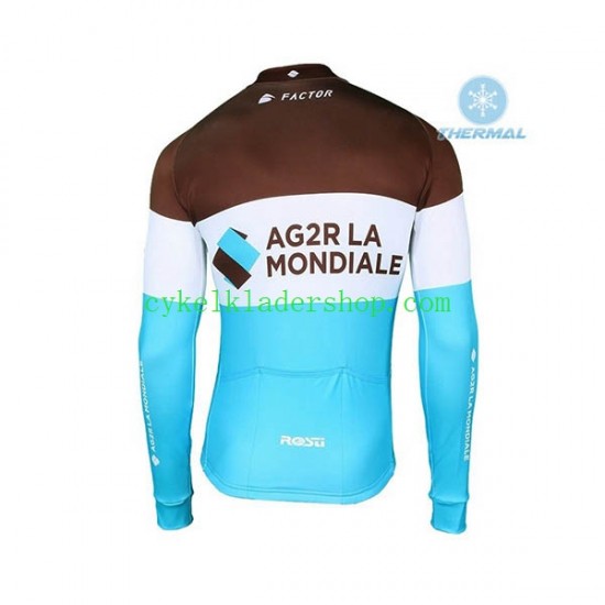 2018 AG2R La Mondiale Män Cykeltröja Vinter Thermal Fleece N002