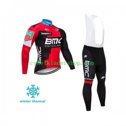 2018 BMC Racing Team Män Cykeltröja Långärmad och Bib Cykeltights Vinter Thermal Fleece N001