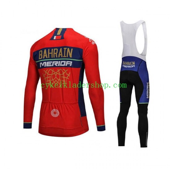 2018 Bahrain Merida Män Cykeltröja Långärmad och Bib Cykeltights N001