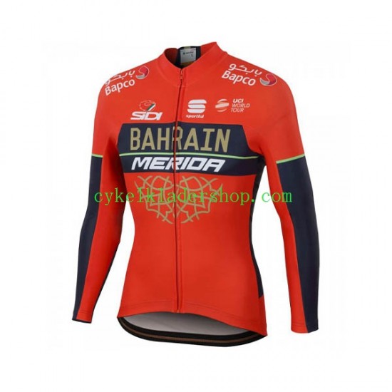 2018 Bahrain Merida Män Cykeltröja Långärmad N001