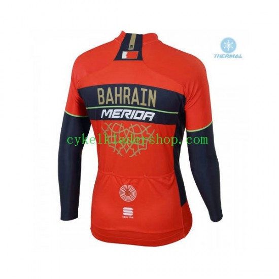 2018 Bahrain Merida Män Cykeltröja Vinter Thermal Fleece N001