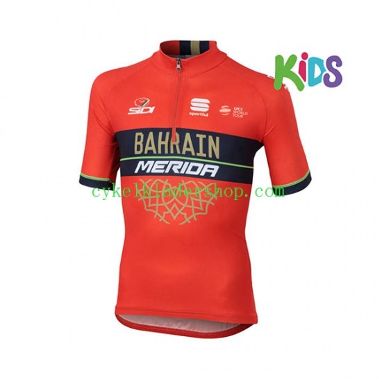 2018 Bahrain Merida Barn Cykeltröja Kortärmad N001