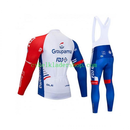 2018 FDJ Män Cykeltröja Långärmad och Bib Cykeltights N001