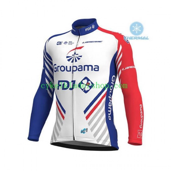 2018 FDJ Män Cykeltröja Långärmad och Bib Cykeltights Vinter Thermal Fleece N001