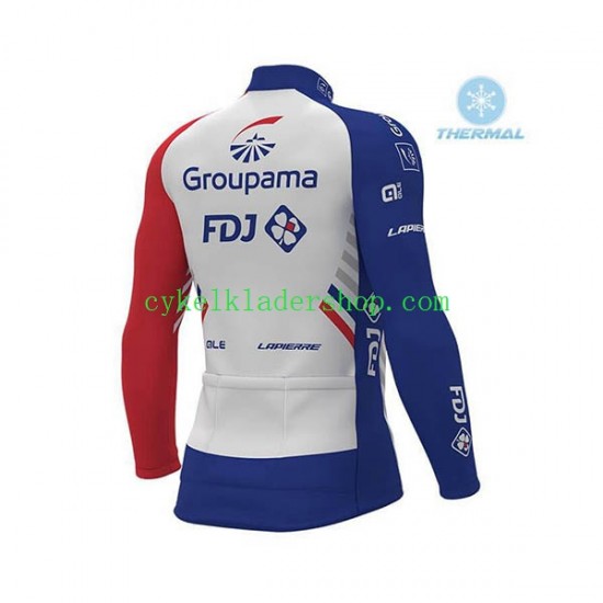 2018 FDJ Män Cykeltröja Långärmad och Bib Cykeltights Vinter Thermal Fleece N001