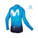 2018 Movistar Team Män Cykeltröja Långärmad och Bib Cykeltights Vinter Thermal Fleece N001