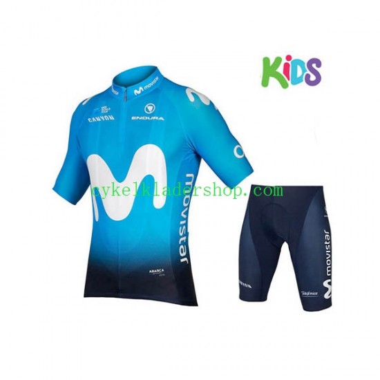 2018 Movistar Team Barn Cykeltröja och Cykelshorts N001