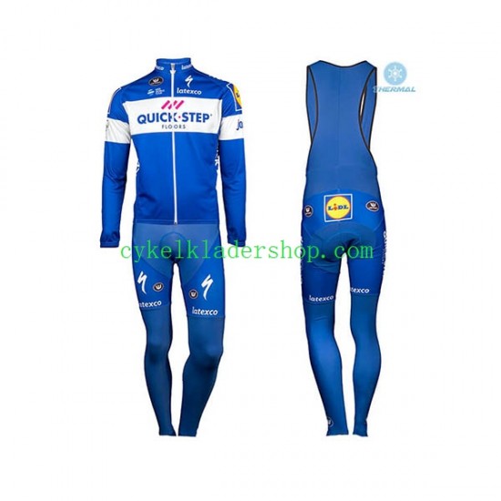 2018 Quick Step Floors Män Cykeltröja Långärmad och Bib Cykeltights Vinter Thermal Fleece N001