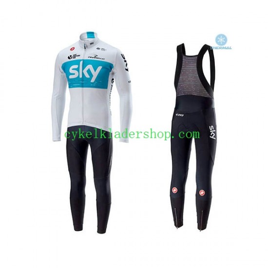 2018 Team Sky Män Cykeltröja Långärmad och Bib Cykeltights Vinter Thermal Fleece N001