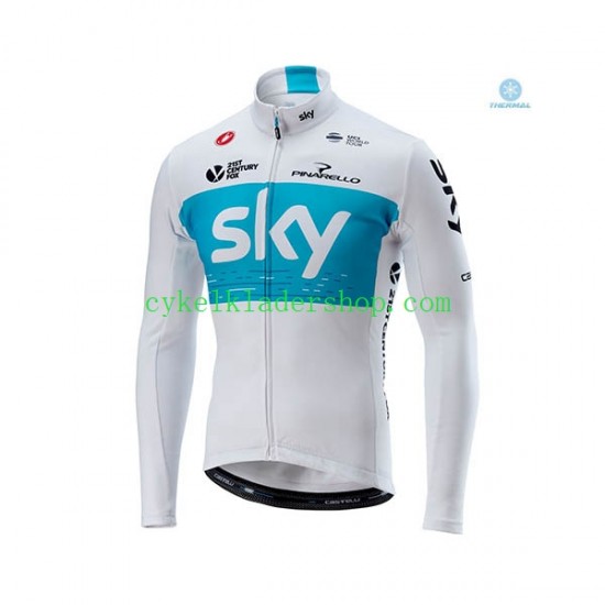 2018 Team Sky Män Cykeltröja Långärmad och Bib Cykeltights Vinter Thermal Fleece N001