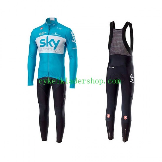 2018 Team Sky Män Cykeltröja Långärmad och Bib Cykeltights N002