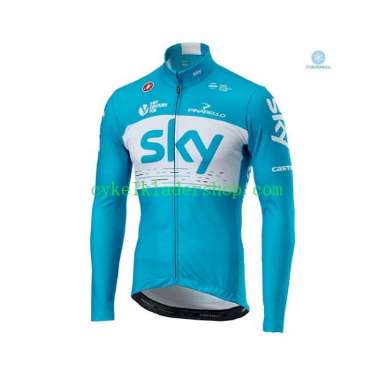 2018 Team Sky Män Cykeltröja Långärmad och Bib Cykeltights Vinter Thermal Fleece N002