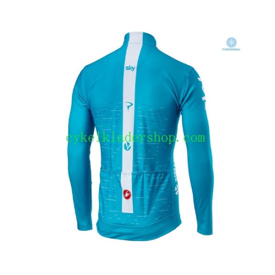 2018 Team Sky Män Cykeltröja Långärmad och Bib Cykeltights Vinter Thermal Fleece N002