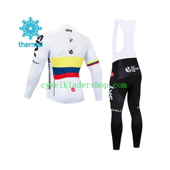 2018 Team Sky Män Cykeltröja Långärmad och Bib Cykeltights Vinter Thermal Fleece N003