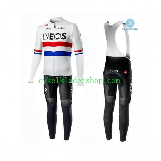 2019 TEAM INEOS Män Cykeltröja Långärmad och Bib Cykeltights Vinter Thermal Fleece N001