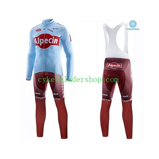 2019 Team Katusha Alpecin Män Cykeltröja Långärmad och Bib Cykeltights Vinter Thermal Fleece N001