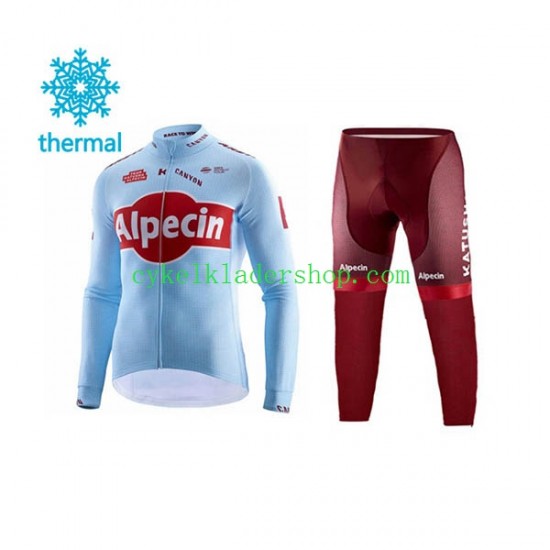 2019 Team Katusha Alpecin Män Cykeltröja Långärmad och Cykeltights Vinter Thermal Fleece N001