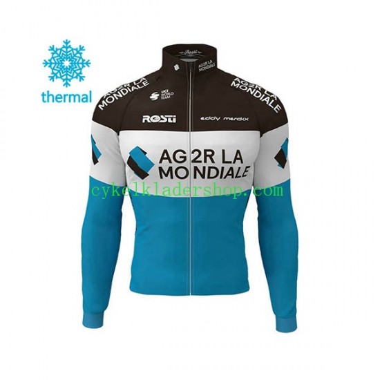 2020 AG2R La Mondiale Män Cykeltröja Vinter Thermal Fleece N001