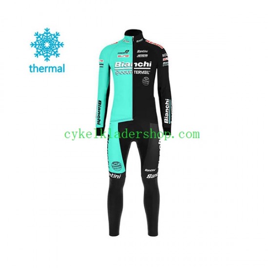 2020 Bianchi Countervail Män Cykeltröja Långärmad och Bib Cykeltights Vinter Thermal Fleece N001