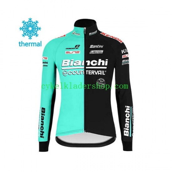 2020 Bianchi Countervail Män Cykeltröja Vinter Thermal Fleece N001