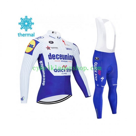 2020 Deceuninck–Quick-Step Män Cykeltröja Långärmad och Bib Cykeltights Vinter Thermal Fleece N001