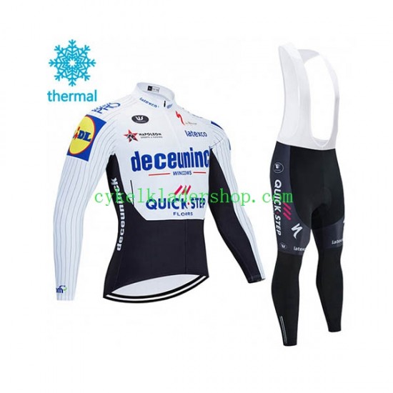 2020 Deceuninck–Quick-Step Män Cykeltröja Långärmad och Bib Cykeltights Vinter Thermal Fleece N004