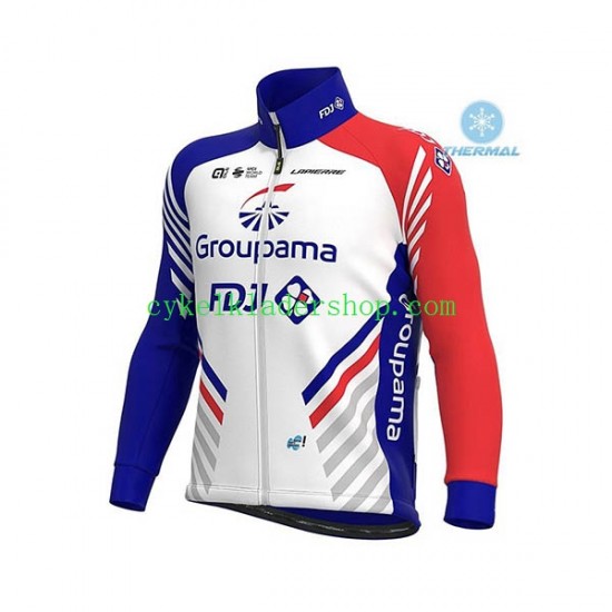 2020 Groupama–FDJ Män Cykeltröja Långärmad och Bib Cykeltights Vinter Thermal Fleece N001