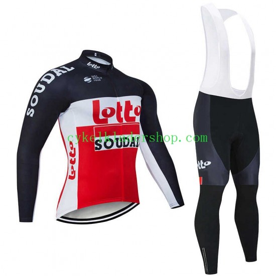 2020 Lotto Soudal Män Cykeltröja Långärmad och Bib Cykeltights Vinter Thermal Fleece N002