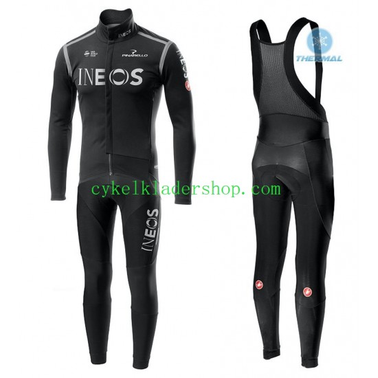 2020 TEAM INEOS Män Cykeltröja Långärmad och Bib Cykeltights Vinter Thermal Fleece N002