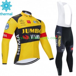 2020 Team Jumbo–Visma Män Cykeltröja Långärmad och Bib Cykeltights Vinter Thermal Fleece N001