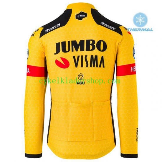 2020 Team Jumbo–Visma Män Cykeltröja Långärmad och Bib Cykeltights Vinter Thermal Fleece N001