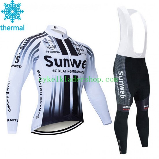 2020 Team Sunweb Män Cykeltröja Långärmad och Bib Cykeltights Vinter Thermal Fleece N002