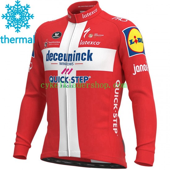 2021 Deceuninck–Quick-Step Män Cykeltröja Vinter Thermal Fleece N007