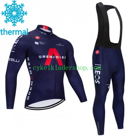 2021 Ineos Grenadiers Män Cykeltröja Långärmad och Bib Cykeltights Vinter Thermal Fleece N003