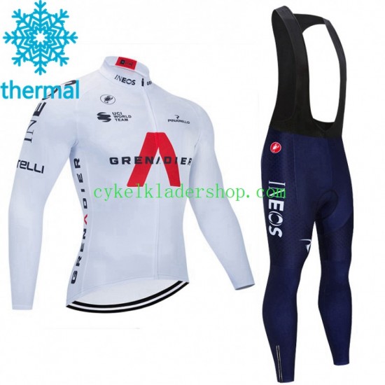 2021 Ineos Grenadiers Män Cykeltröja Långärmad och Bib Cykeltights Vinter Thermal Fleece N004