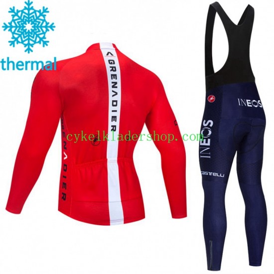 2021 Ineos Grenadiers Män Cykeltröja Långärmad och Bib Cykeltights Vinter Thermal Fleece N005