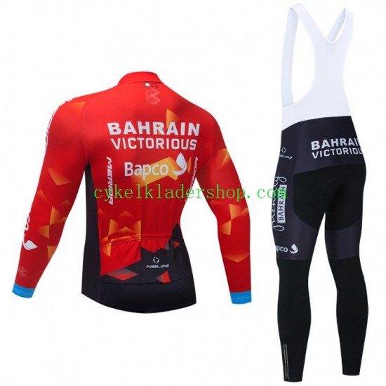 2021 Team Bahrain Victorious Män Cykeltröja Långärmad och Bib Cykeltights N001