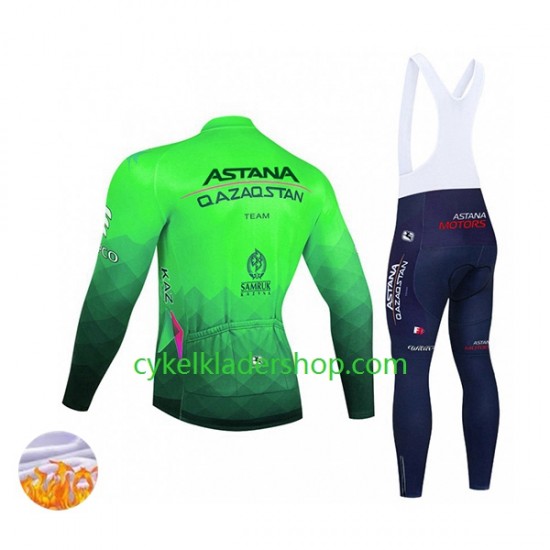 2022 Astana Qazaqstan Team Män Cykeltröja Långärmad och Bib Cykeltights Vinter Thermal Fleece N003