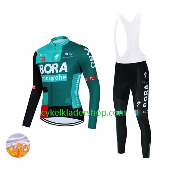 2022 Bora-Hansgrohe Män Cykeltröja Långärmad och Bib Cykeltights Vinter Thermal Fleece N001