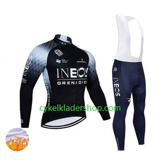 2022 Ineos Grenadiers Män Cykeltröja Långärmad och Bib Cykeltights Vinter Thermal Fleece N003