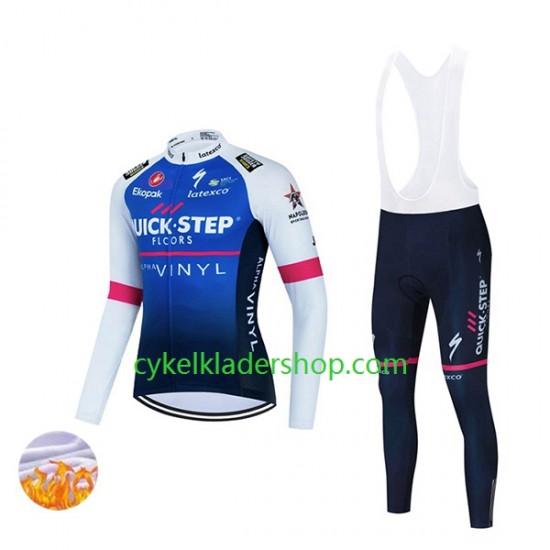 2022 Quick-Step Alpha Vinyl Team Män Cykeltröja Långärmad och Bib Cykeltights Vinter Thermal Fleece N001