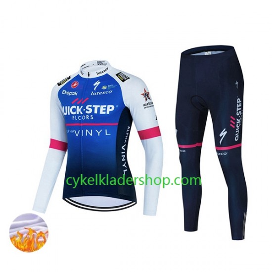 2022 Quick-Step Alpha Vinyl Team Män Cykeltröja Långärmad och Cykeltights Vinter Thermal Fleece N001